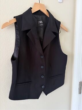 Zara Black Tailored Lapel Vest